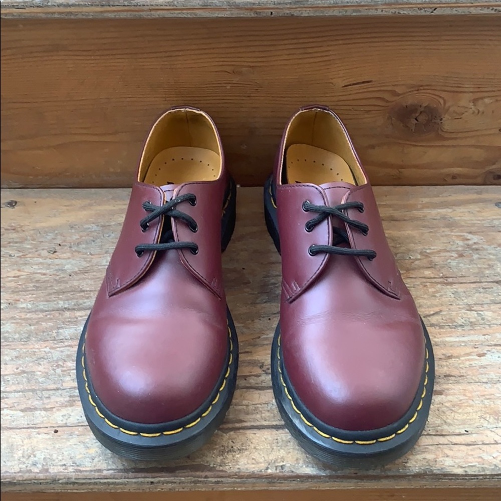 Dr Martens cherry burgundy 3 eye derby shoes